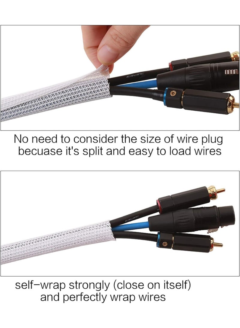 10ft - 1/2 inch Cord Protector Cable Sleeve Split Wire Loom Tubing for Power Cord Audio USB Cable, Cord Sleeve Cable Management for TV Computer, Cord Protectors from Pets Chewing (White) - Image 3
